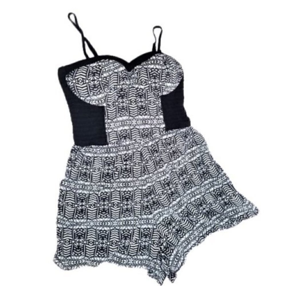 XHILARATION Aztec Tribal Bustier Romper